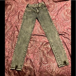 Girls gray stone wash jeans